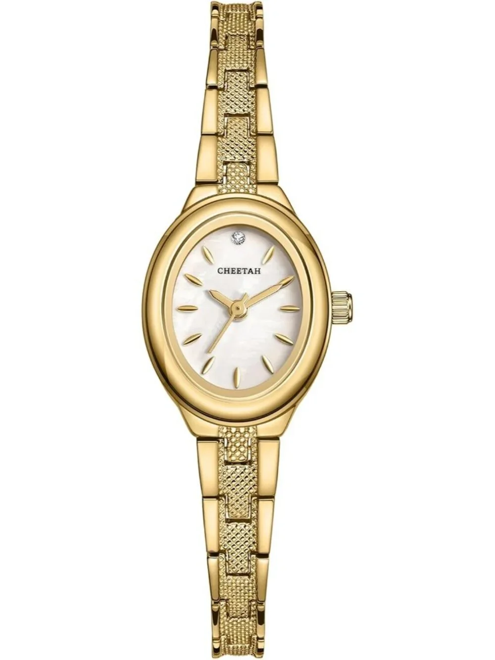 Women's Gold White Classic Retro Bracelet Oval Case and Minimalist Dial Watch
